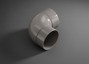 PVC-Bogen Regenfallrohr 87° x 80 mm, glatt: Glatter PVC-Bogen mit 87° zum Umlenken des Fallrohrs, z.B. an die Hauswand.
