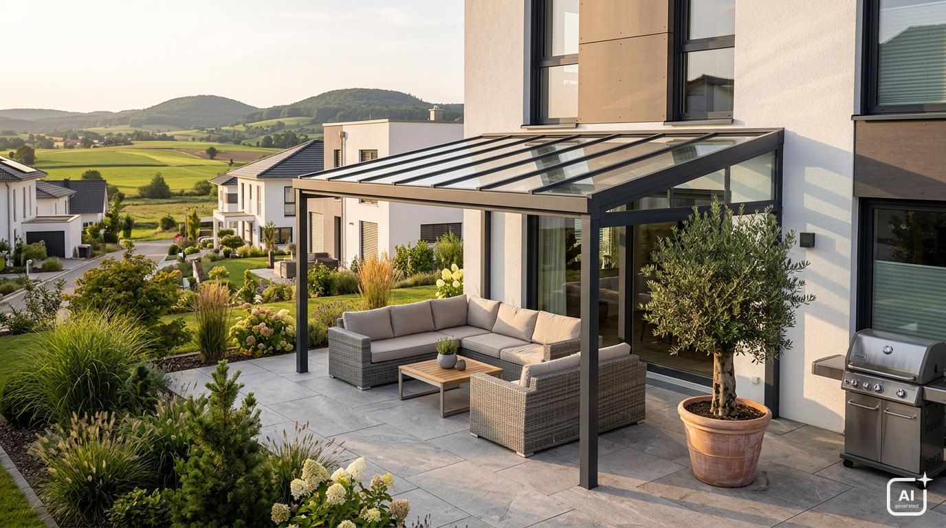 Terrassenüberdachung aus Aluminium in Engen