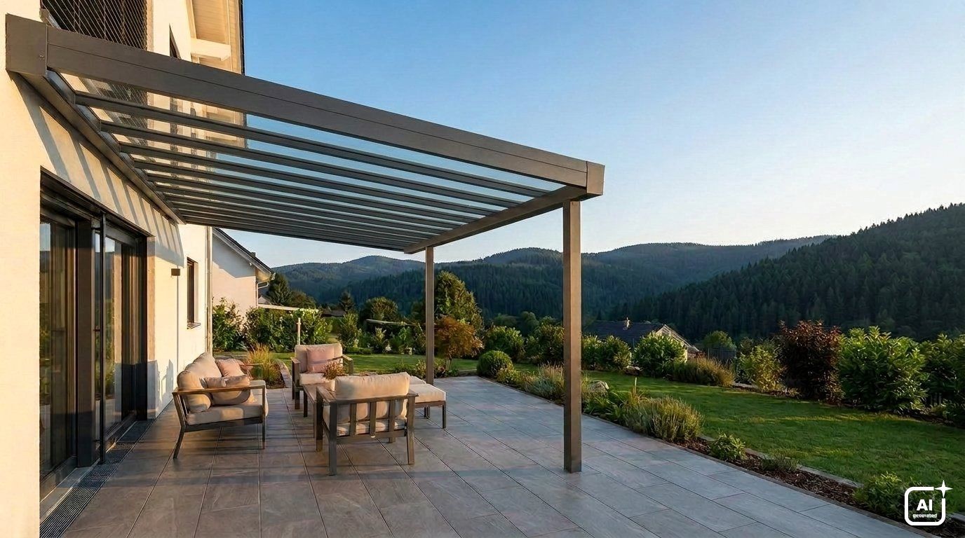 Terrassenüberdachung aus Aluminium in Furtwangen im Schwarzwald
