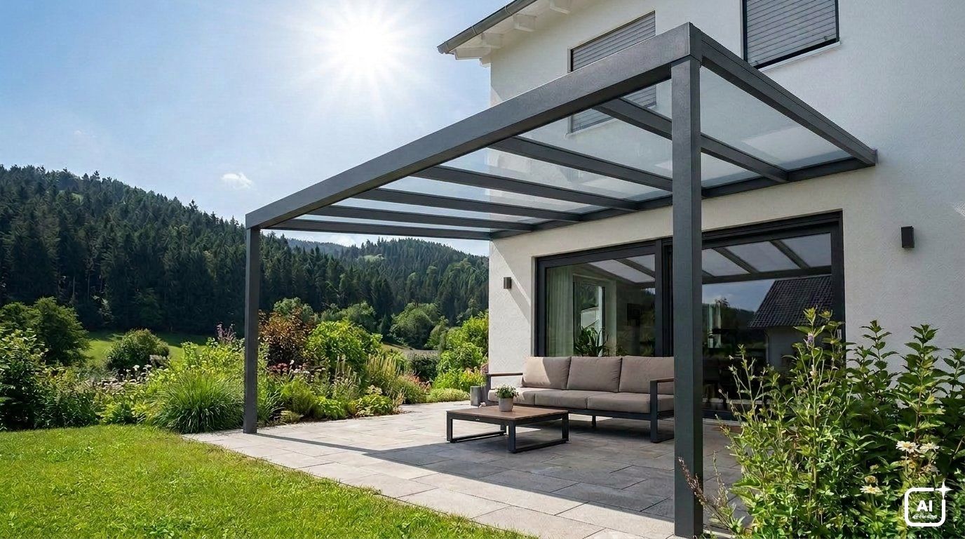 Terrassenüberdachung aus Aluminium in Königsfeld im Schwarzwald