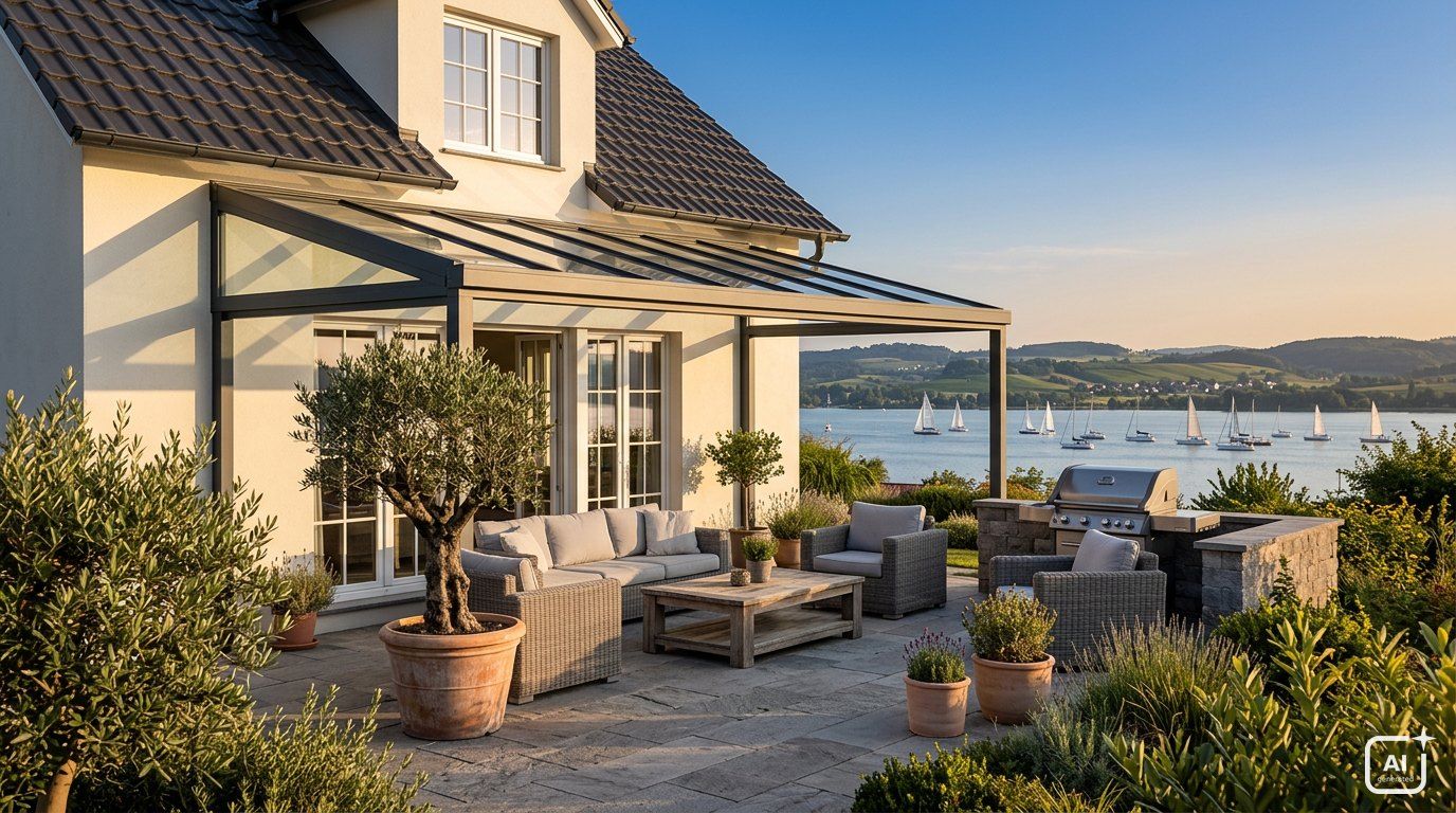 Terrassenüberdachung aus Aluminium in Konstanz