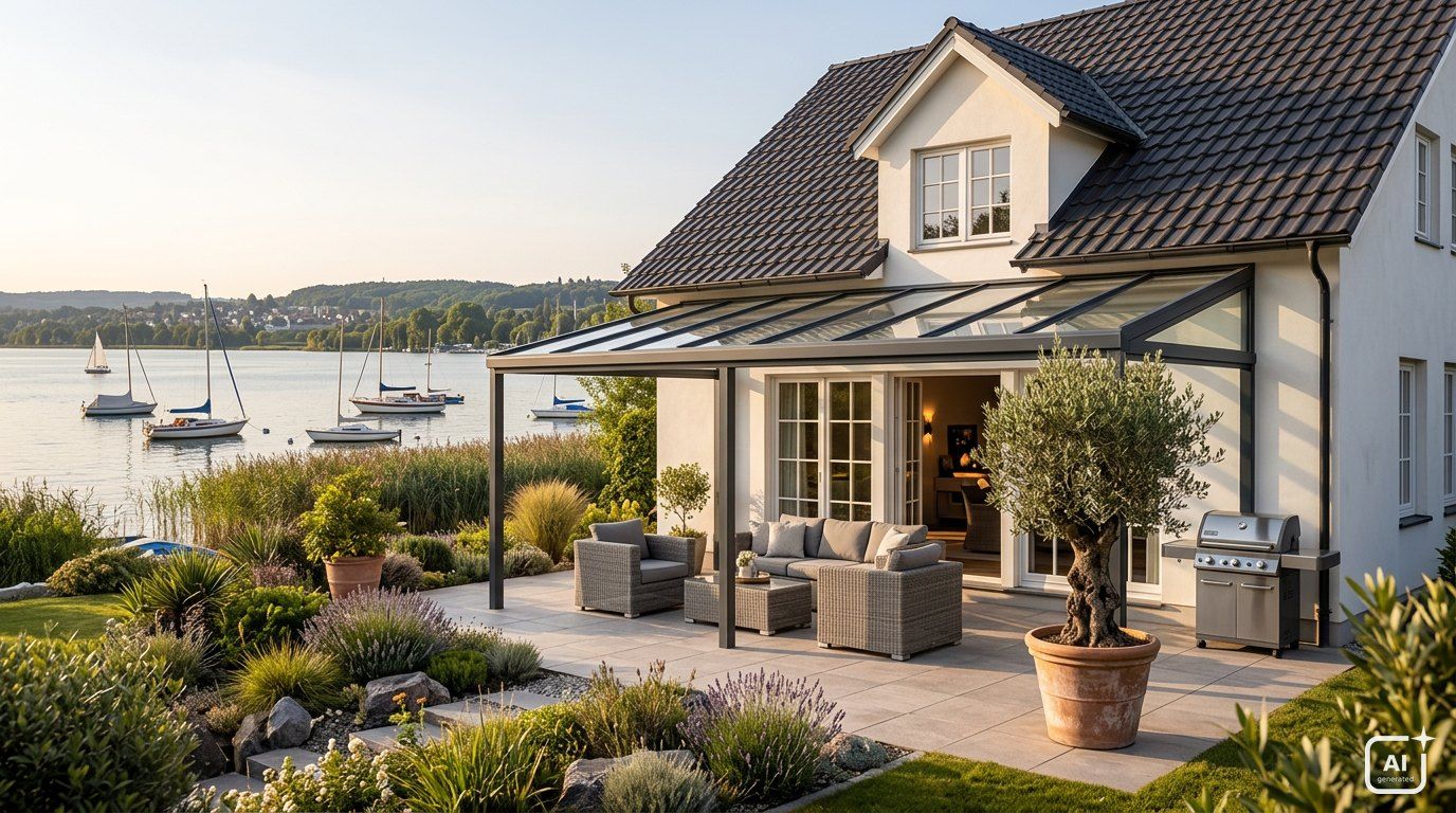 Terrassenüberdachung aus Aluminium in Radolfzell am Bodensee