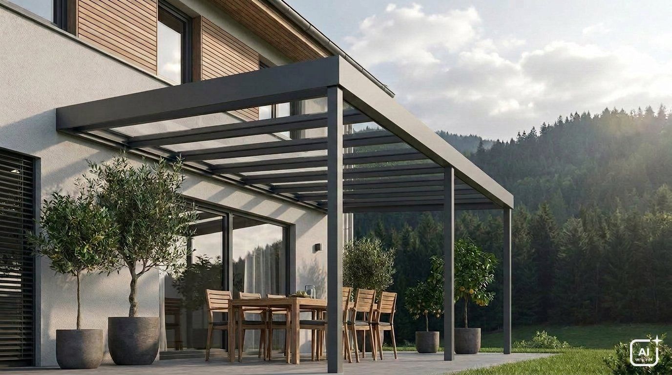 Terrassenüberdachung aus Aluminium in St. Georgen im Schwarzwald