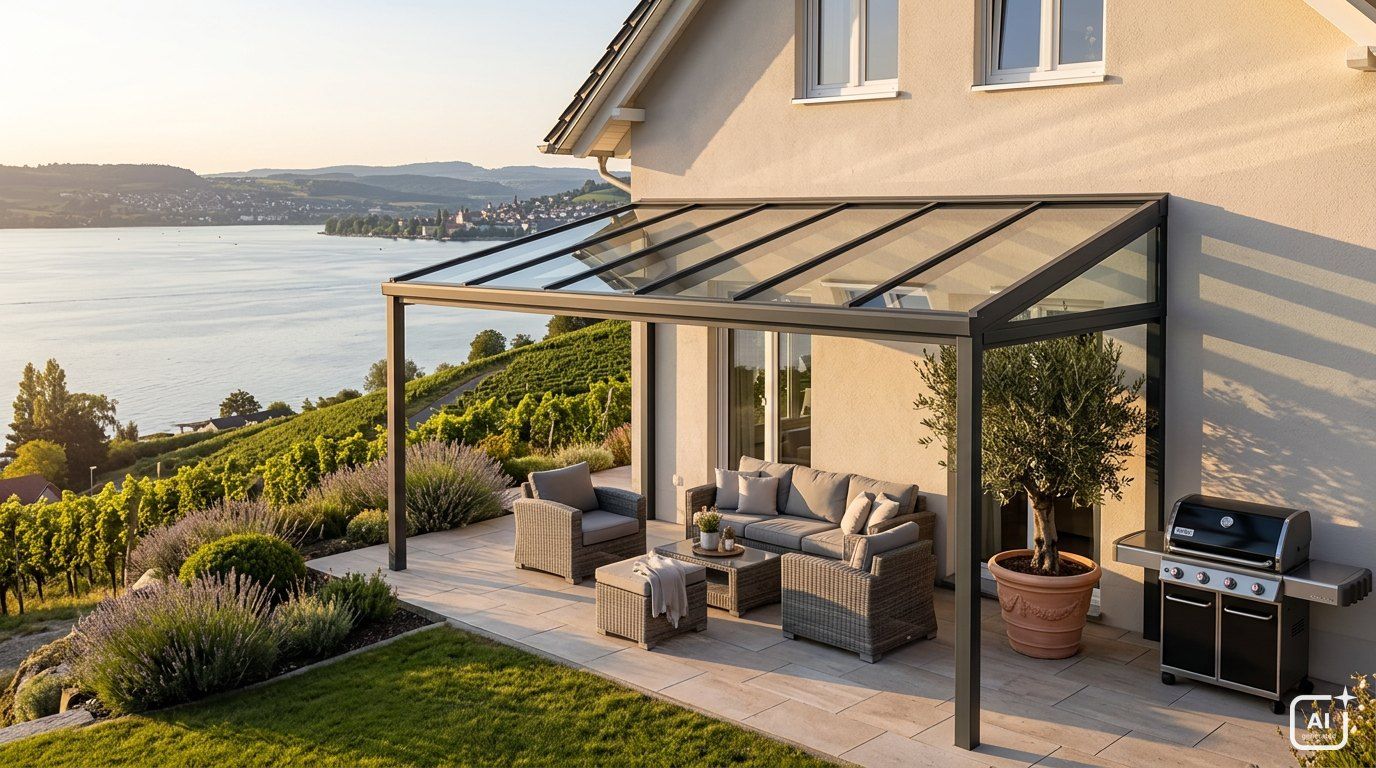 Terrassenüberdachung aus Aluminium in Überlingen